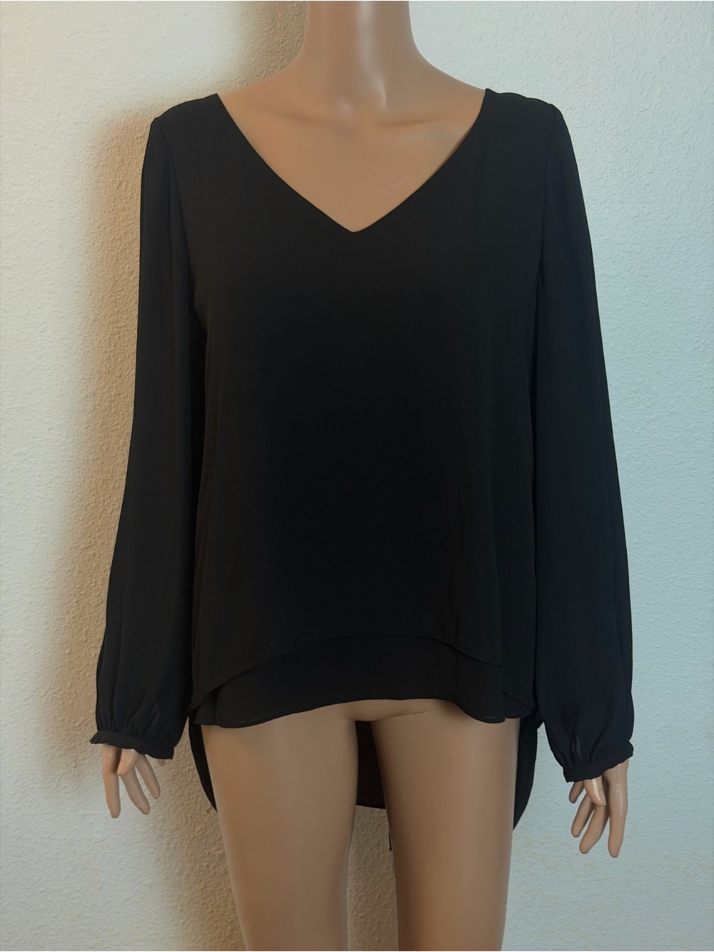 Flowing Black Long Sleeved Blouse